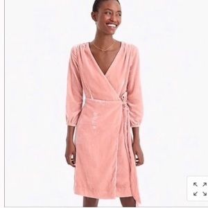 J.Crew velvet wrap dress in seashell pink